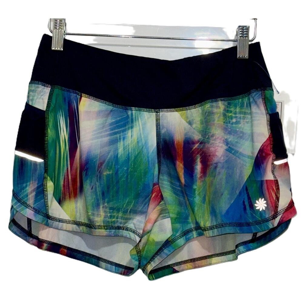 Athleta Tropea Ready Set Short Multi Color Elastic Running Athletic Shorts Sz XS